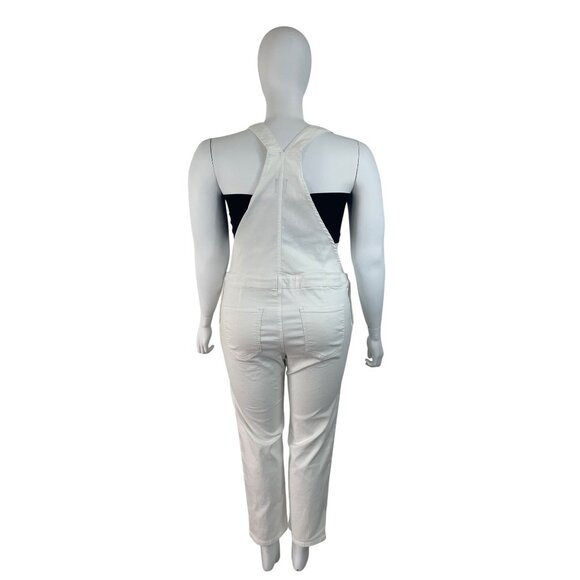 Gap Womens White Maternity Stretch Denim Overalls Adjustable Straps Sz XL - Picture 4 of 11